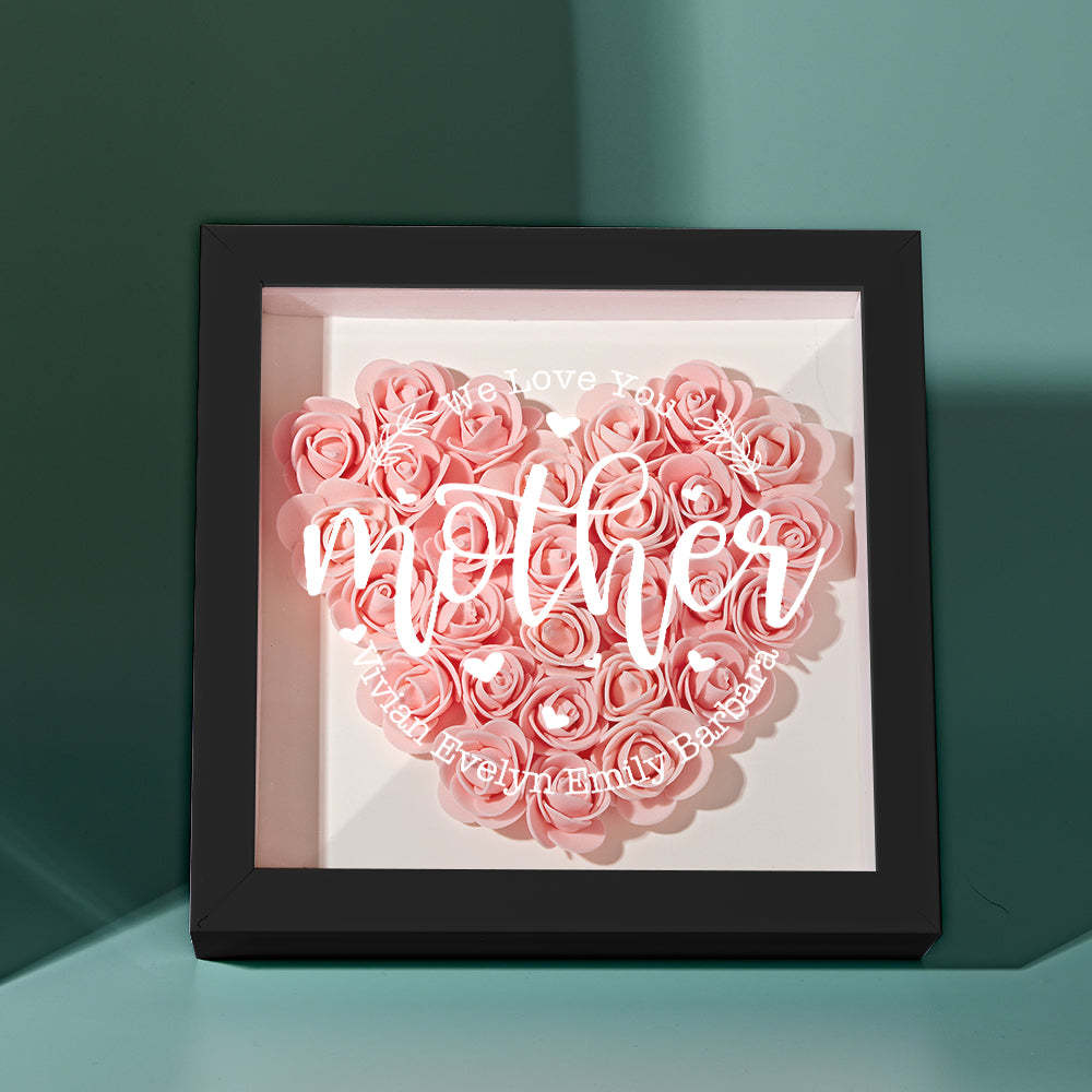 Custom Name Flower Shadow Box Personalized Flower Shadowbox Frame Mother's Day Gift - makephotopuzzleuk