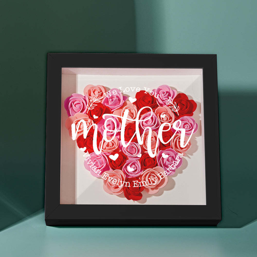 Custom Name Flower Shadow Box Personalized Flower Shadowbox Frame Mother's Day Gift - makephotopuzzleuk