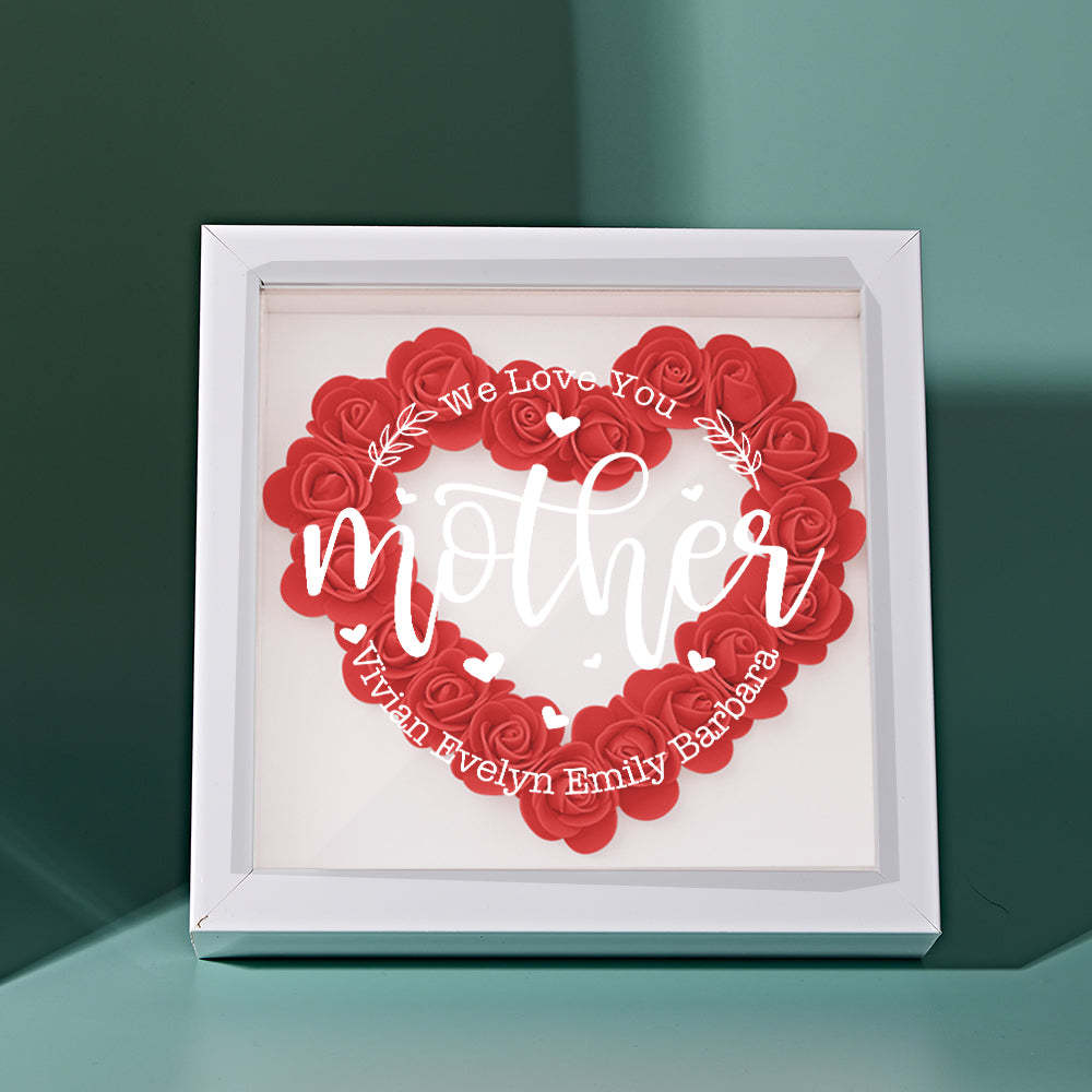 Custom Name Flower Shadow Box Personalized Flower Shadowbox Frame Mother's Day Gift - makephotopuzzleuk
