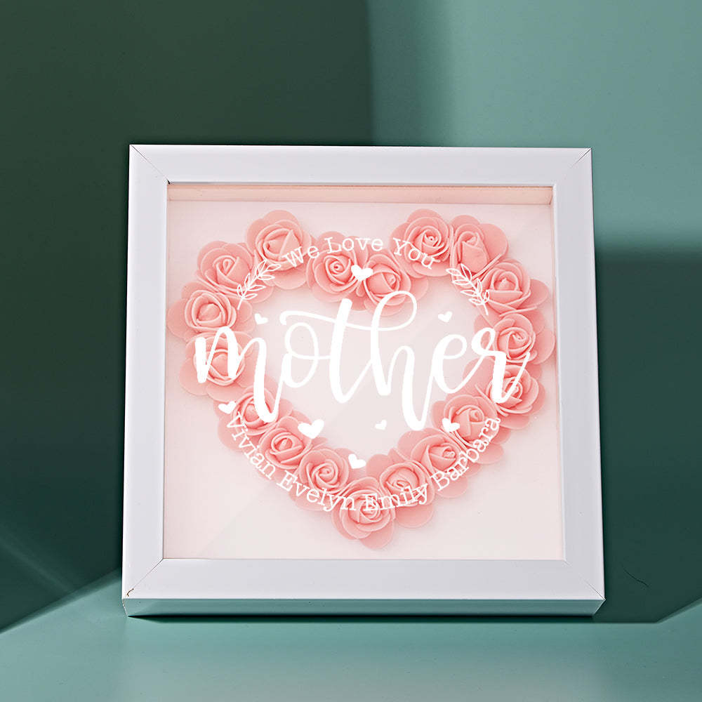 Custom Name Flower Shadow Box Personalized Flower Shadowbox Frame Mother's Day Gift - makephotopuzzleuk