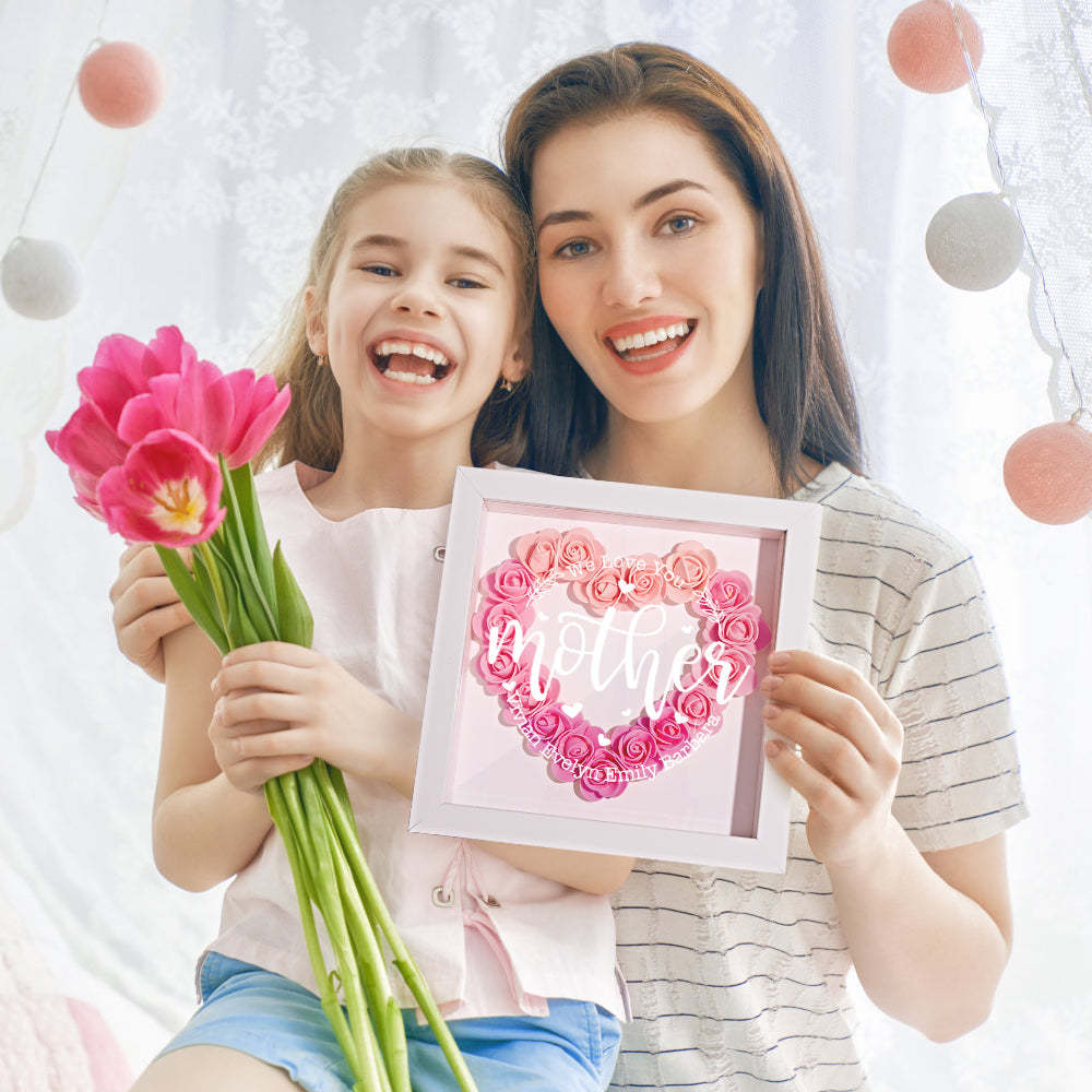 Custom Name Flower Shadow Box Personalized Flower Shadowbox Frame Mother's Day Gift - makephotopuzzleuk