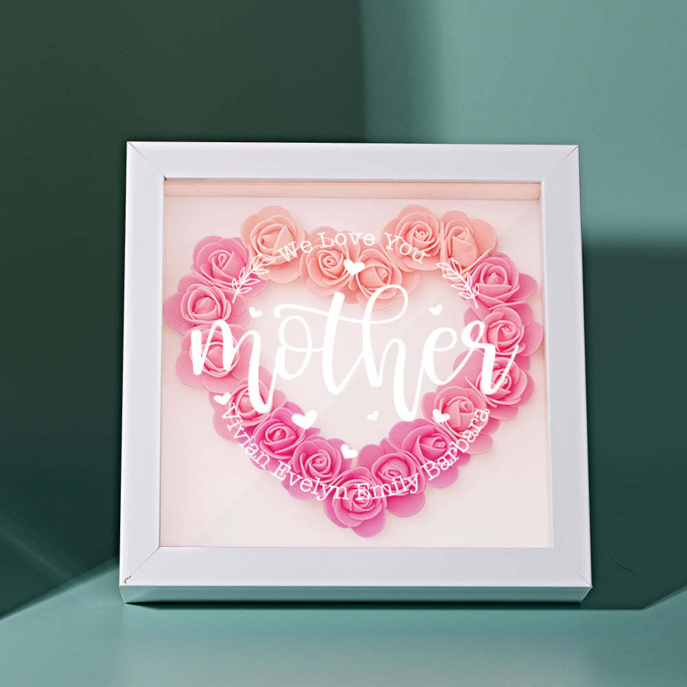 Custom Name Flower Shadow Box Personalized Flower Shadowbox Frame Mother's Day Gift - makephotopuzzleuk