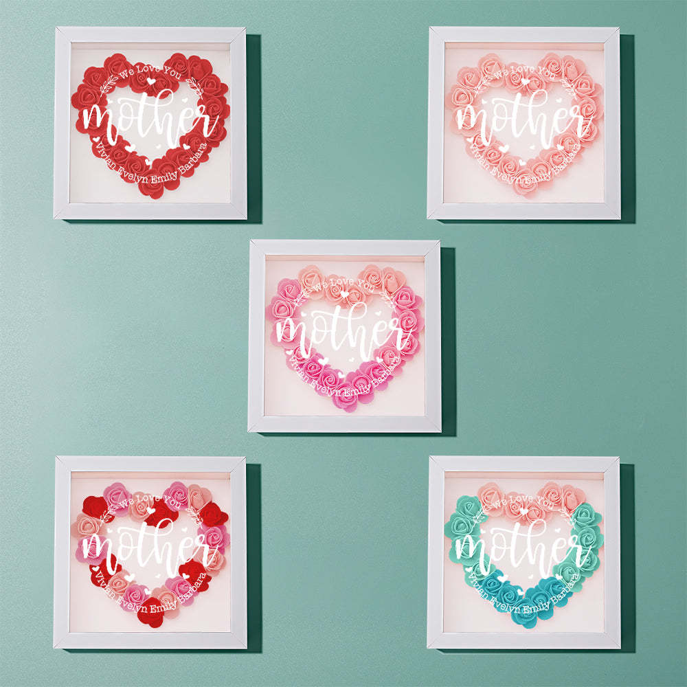 Custom Name Flower Shadow Box Personalized Flower Shadowbox Frame Mother's Day Gift - makephotopuzzleuk