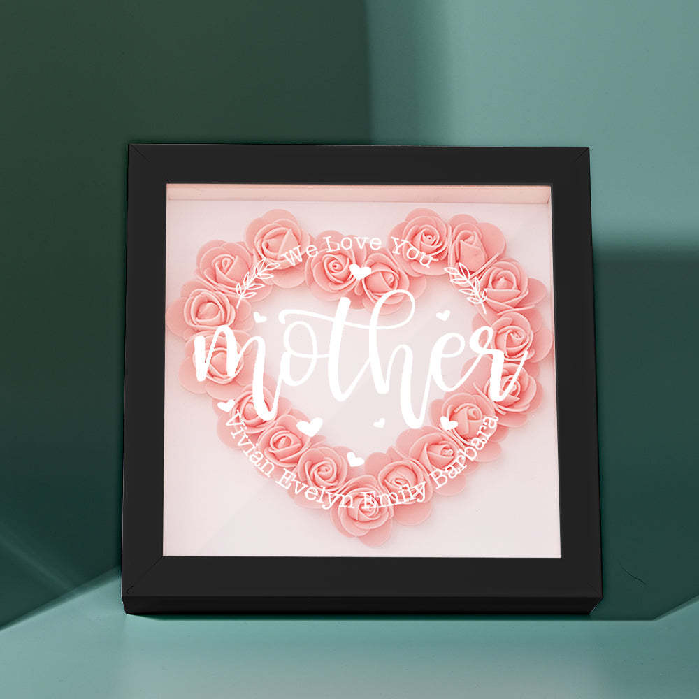 Custom Name Flower Shadow Box Personalized Flower Shadowbox Frame Mother's Day Gift - makephotopuzzleuk