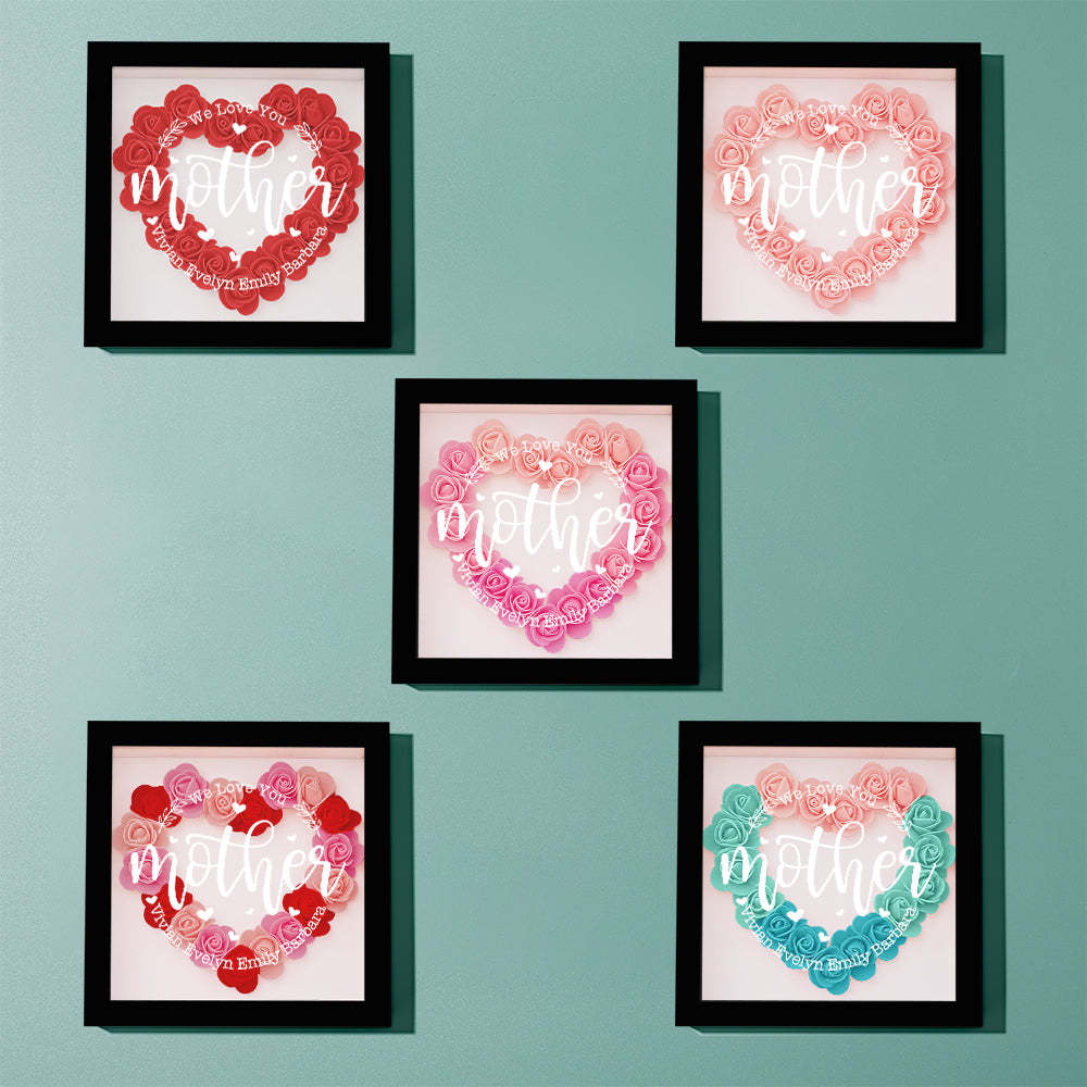 Custom Name Flower Shadow Box Personalized Flower Shadowbox Frame Mother's Day Gift - makephotopuzzleuk