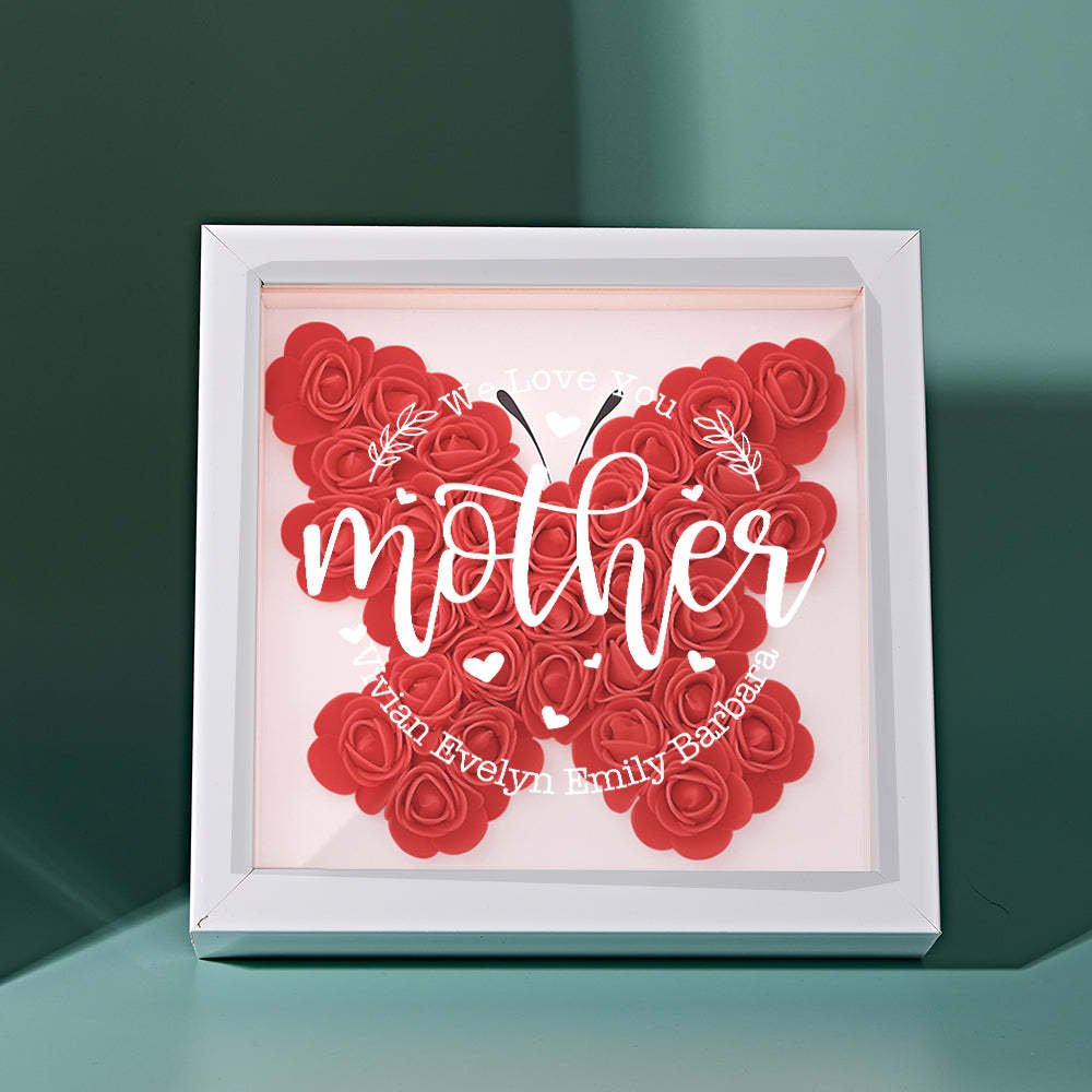 Custom Name Flower Shadow Box Personalized Flower Shadowbox Frame Mother's Day Gift - makephotopuzzleuk