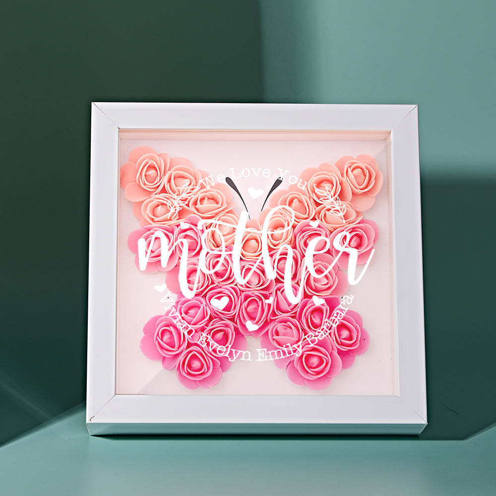 Custom Name Flower Shadow Box Personalized Flower Shadowbox Frame Mother's Day Gift - makephotopuzzleuk