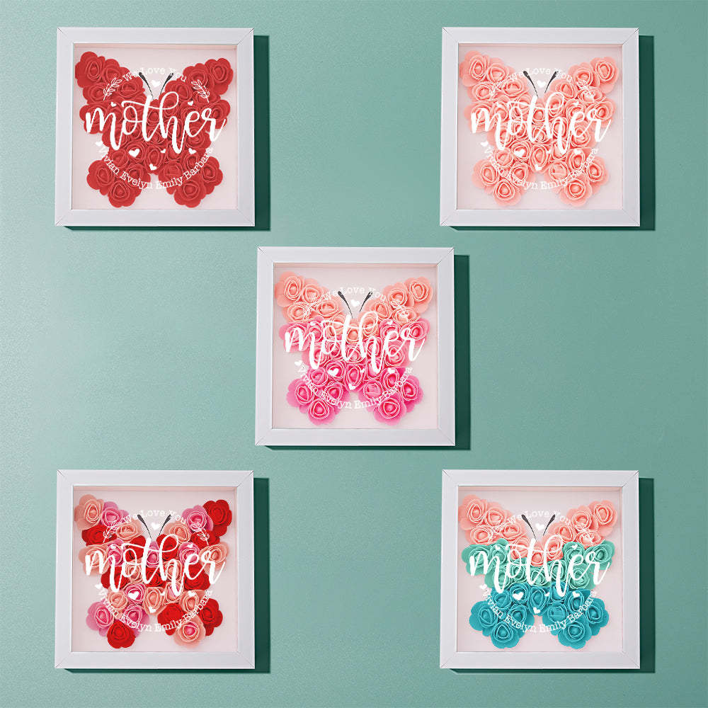 Custom Name Flower Shadow Box Personalized Flower Shadowbox Frame Mother's Day Gift - makephotopuzzleuk