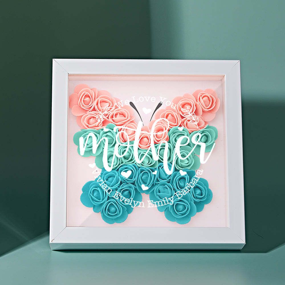 Custom Name Flower Shadow Box Personalized Flower Shadowbox Frame Mother's Day Gift - makephotopuzzleuk