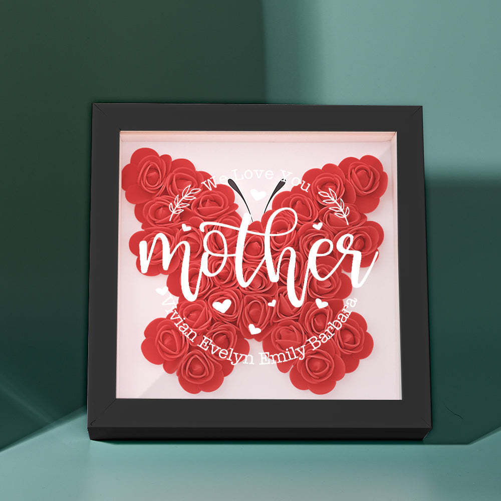 Custom Name Flower Shadow Box Personalized Flower Shadowbox Frame Mother's Day Gift - makephotopuzzleuk