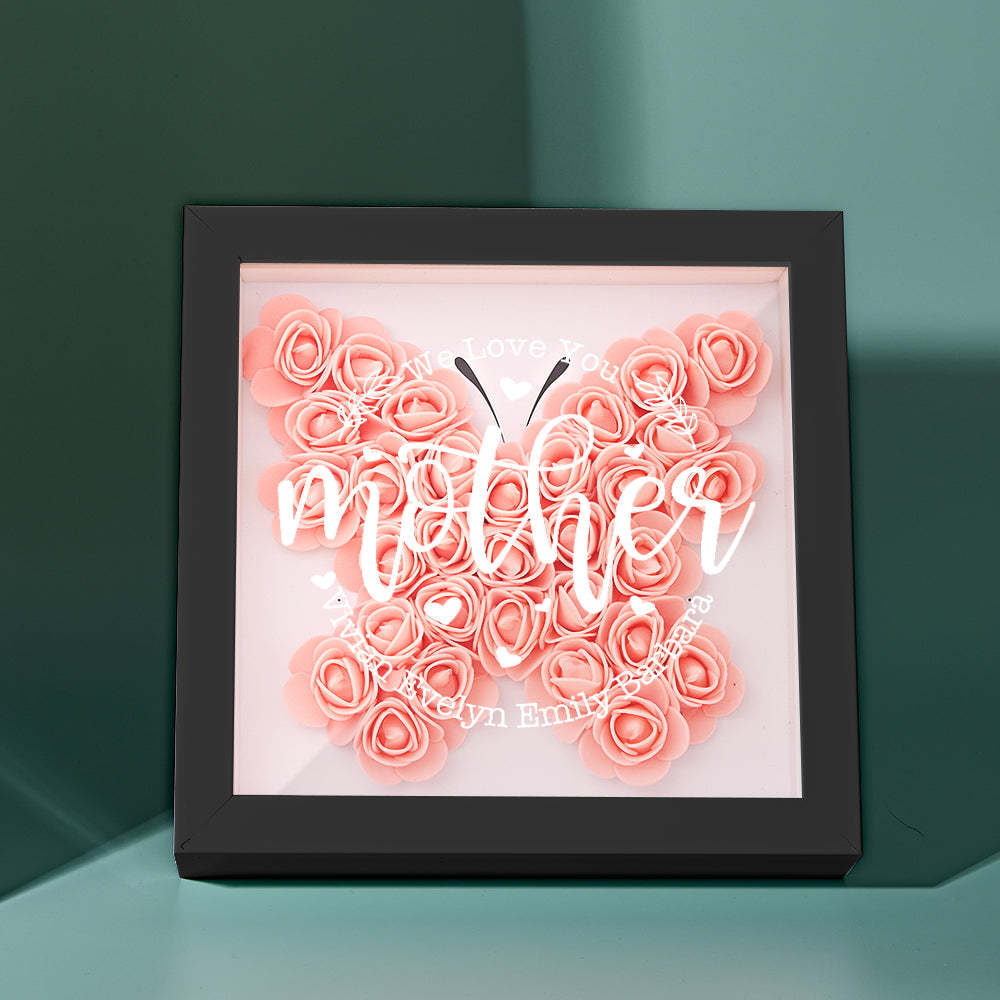 Custom Name Flower Shadow Box Personalized Flower Shadowbox Frame Mother's Day Gift - makephotopuzzleuk