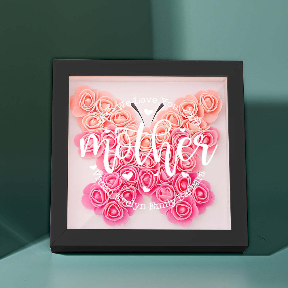 Custom Name Flower Shadow Box Personalized Flower Shadowbox Frame Mother's Day Gift - makephotopuzzleuk