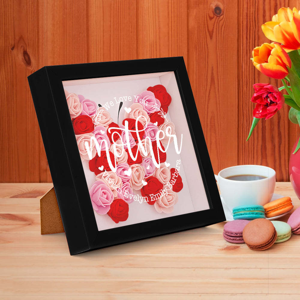Custom Name Flower Shadow Box Personalized Flower Shadowbox Frame Mother's Day Gift - makephotopuzzleuk