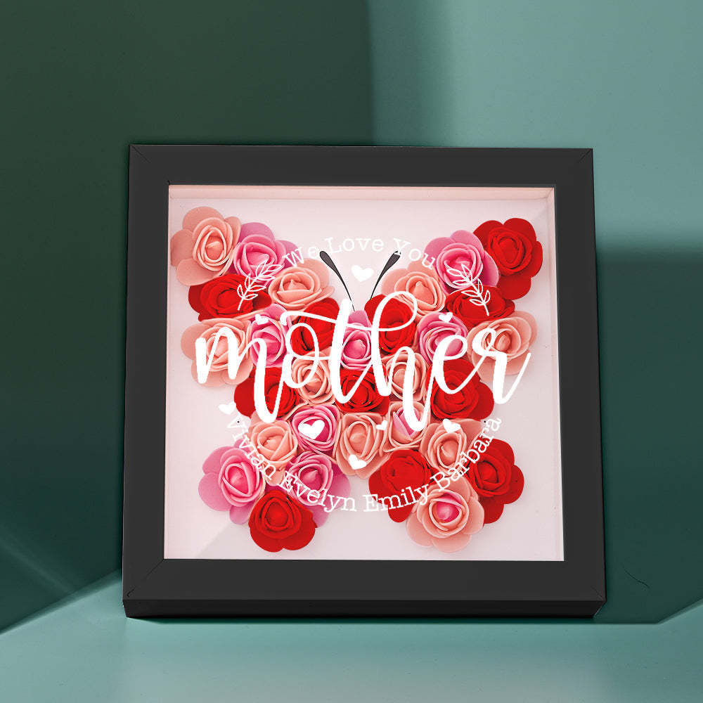 Custom Name Flower Shadow Box Personalized Flower Shadowbox Frame Mother's Day Gift - makephotopuzzleuk