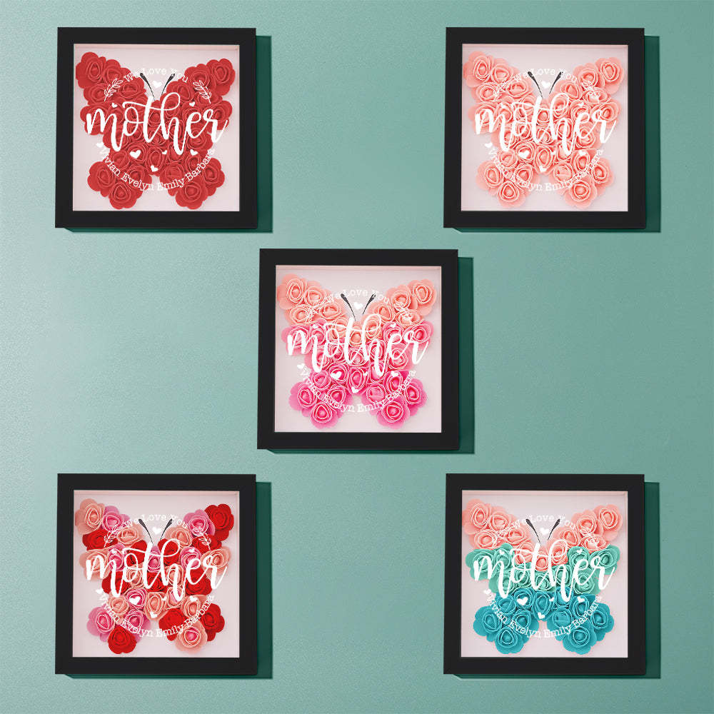 Custom Name Flower Shadow Box Personalized Flower Shadowbox Frame Mother's Day Gift - makephotopuzzleuk