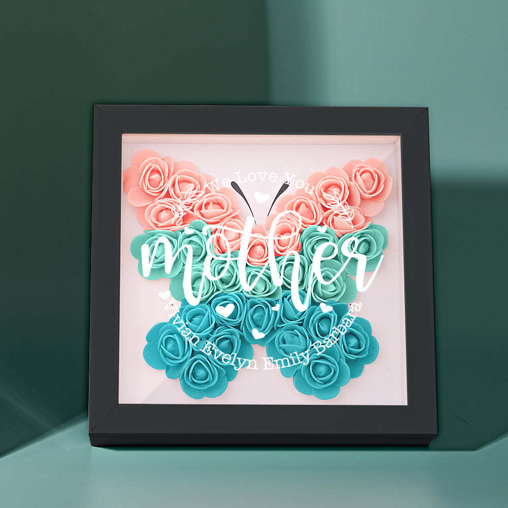 Custom Name Flower Shadow Box Personalized Flower Shadowbox Frame Mother's Day Gift - makephotopuzzleuk