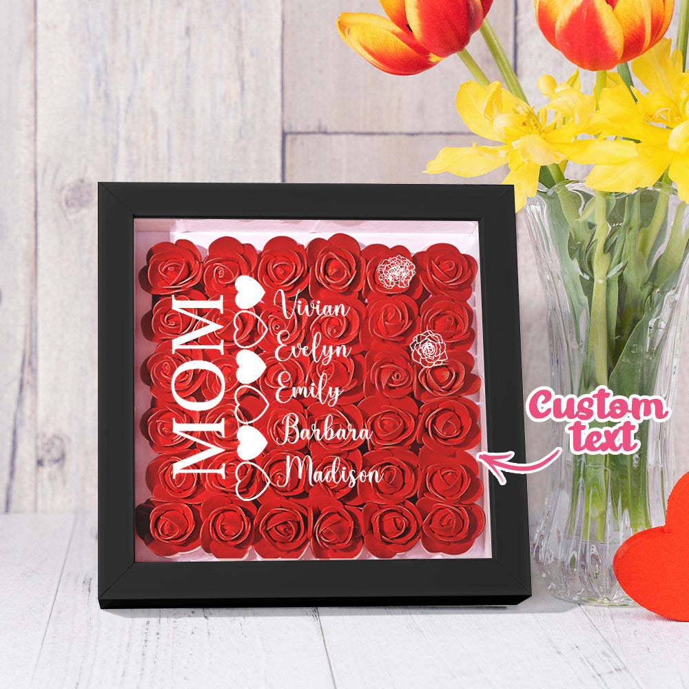 Custom Name Flower Shadow Box Personalized Heart Flower Shadowbox Frame Mother's Day Gift - makephotopuzzleuk
