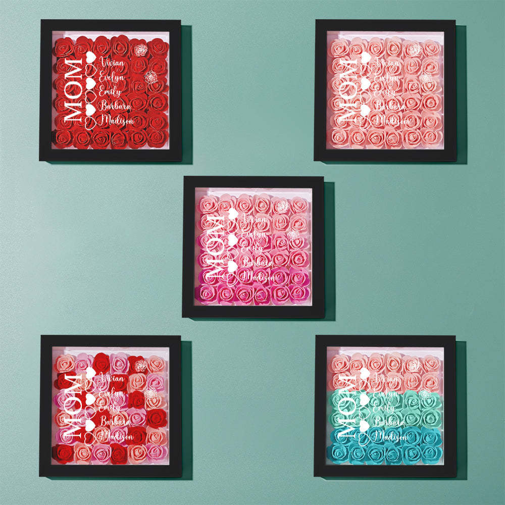 Custom Name Flower Shadow Box Personalized Heart Flower Shadowbox Frame Mother's Day Gift - makephotopuzzleuk