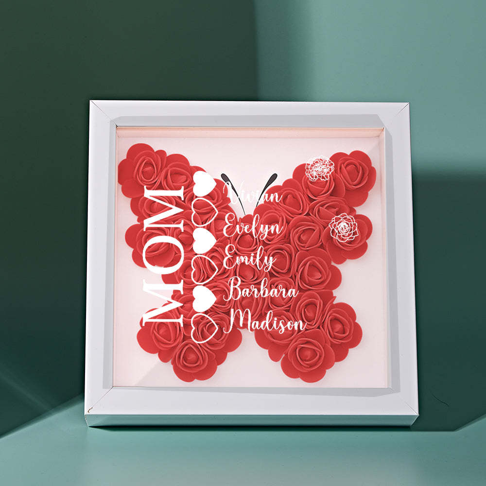 Custom Name Flower Shadow Box Personalized Heart Flower Shadowbox Frame Mother's Day Gift - makephotopuzzleuk