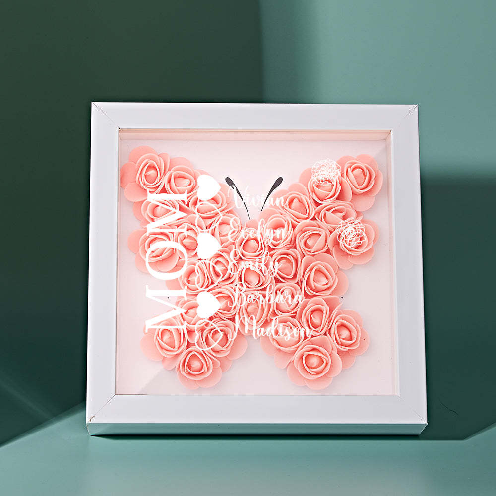 Custom Name Flower Shadow Box Personalized Heart Flower Shadowbox Frame Mother's Day Gift - makephotopuzzleuk