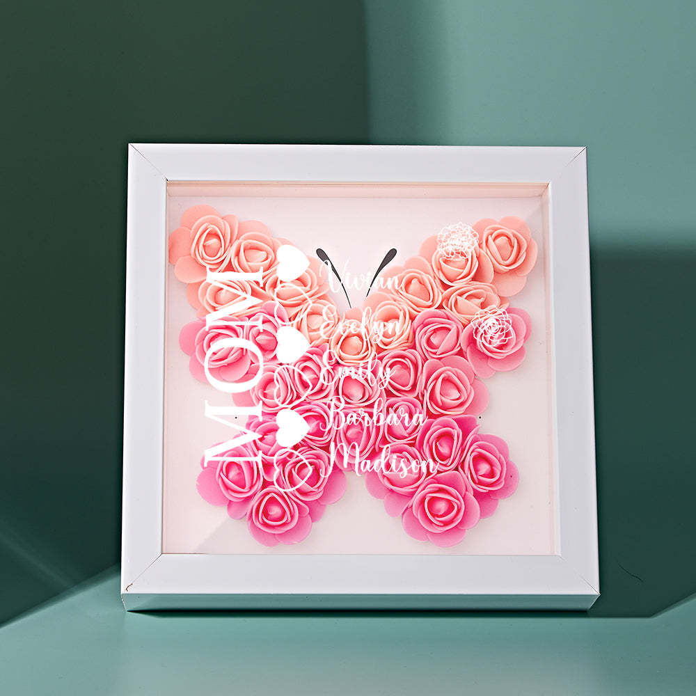 Custom Name Flower Shadow Box Personalized Heart Flower Shadowbox Frame Mother's Day Gift - makephotopuzzleuk