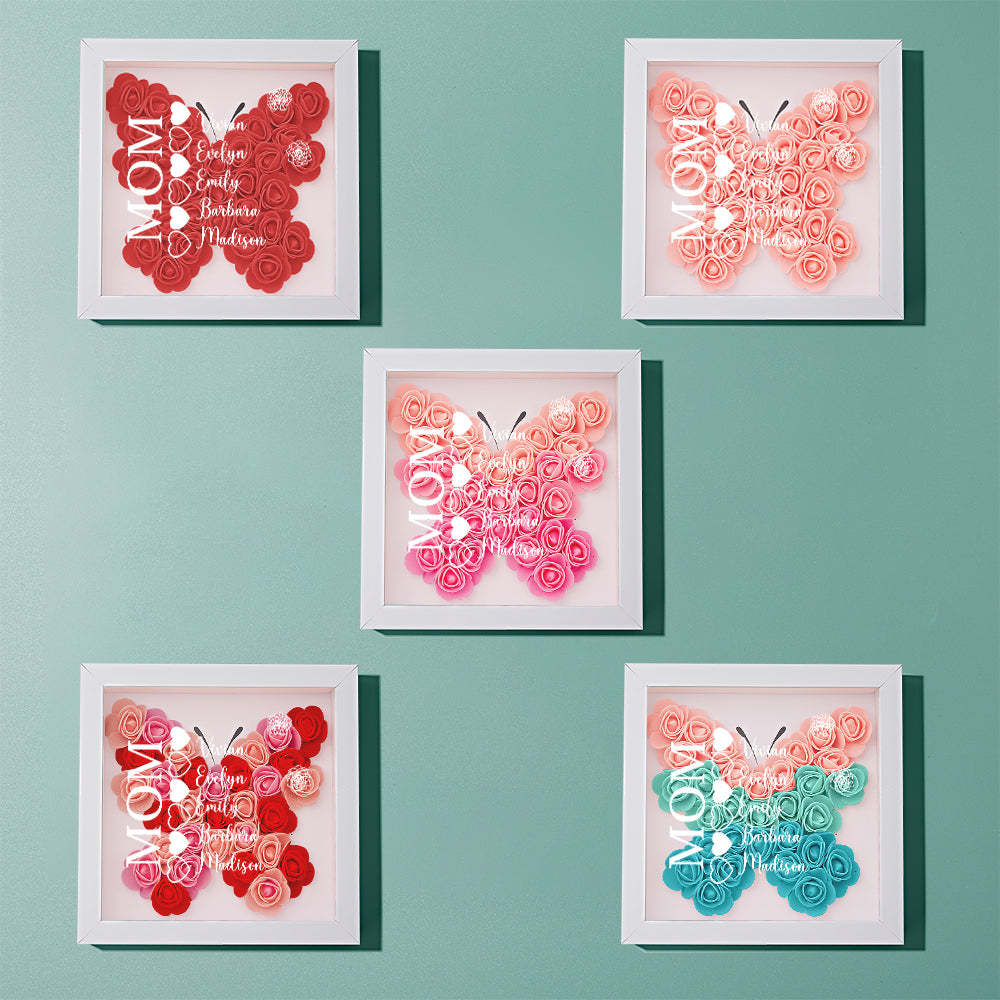 Custom Name Flower Shadow Box Personalized Heart Flower Shadowbox Frame Mother's Day Gift - makephotopuzzleuk