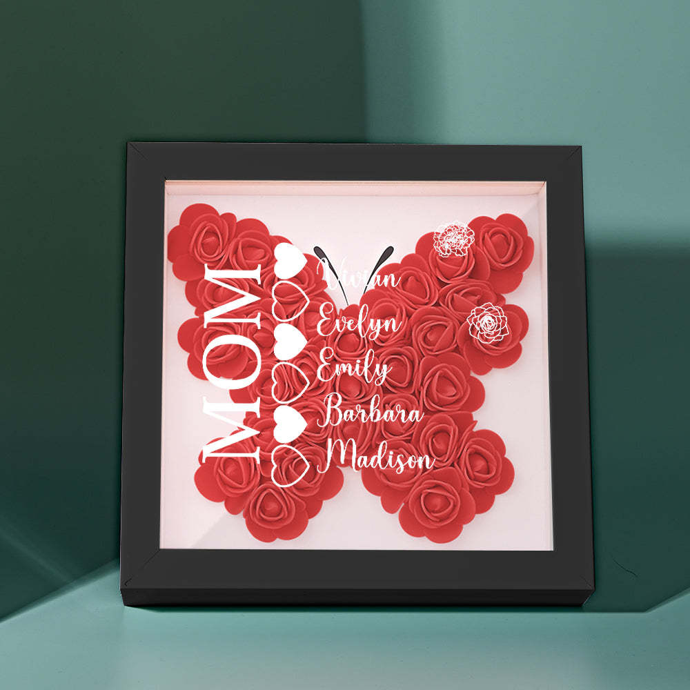Custom Name Flower Shadow Box Personalized Heart Flower Shadowbox Frame Mother's Day Gift - makephotopuzzleuk