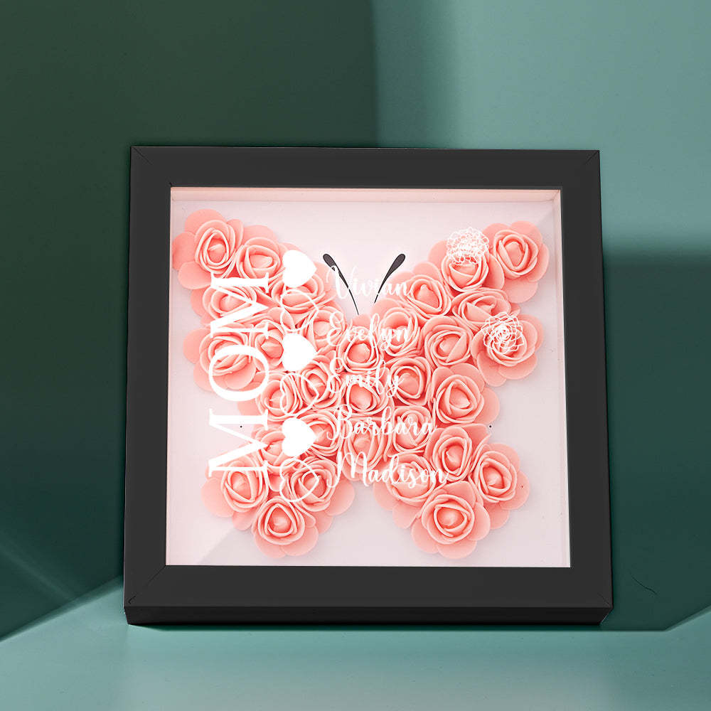 Custom Name Flower Shadow Box Personalized Heart Flower Shadowbox Frame Mother's Day Gift - makephotopuzzleuk