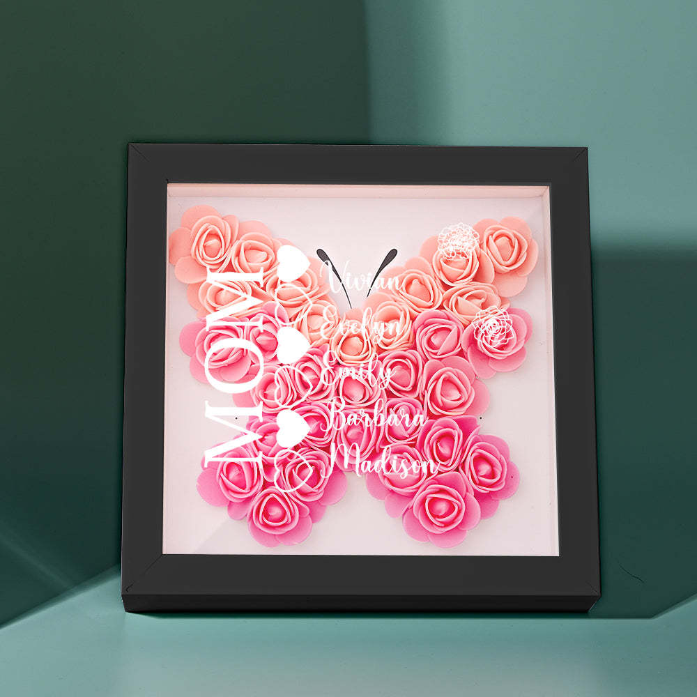 Custom Name Flower Shadow Box Personalized Heart Flower Shadowbox Frame Mother's Day Gift - makephotopuzzleuk