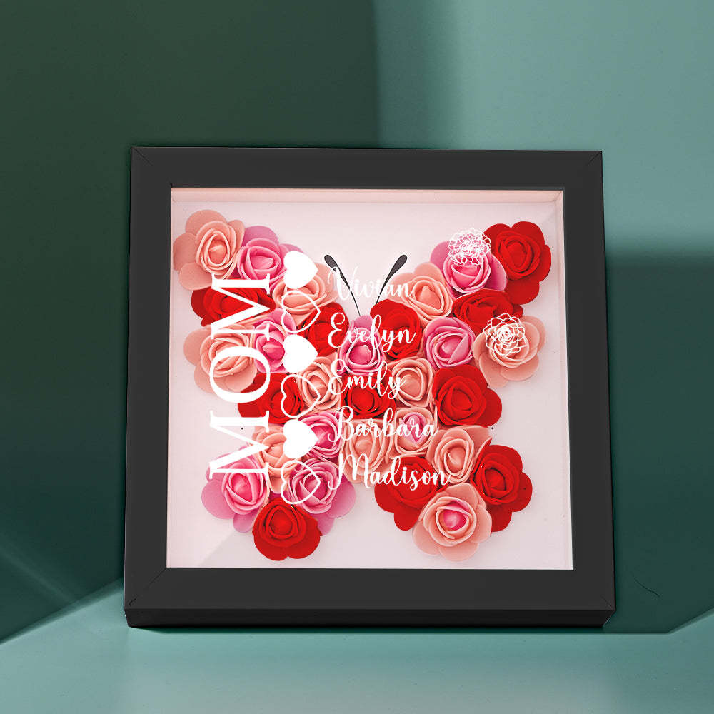 Custom Name Flower Shadow Box Personalized Heart Flower Shadowbox Frame Mother's Day Gift - makephotopuzzleuk