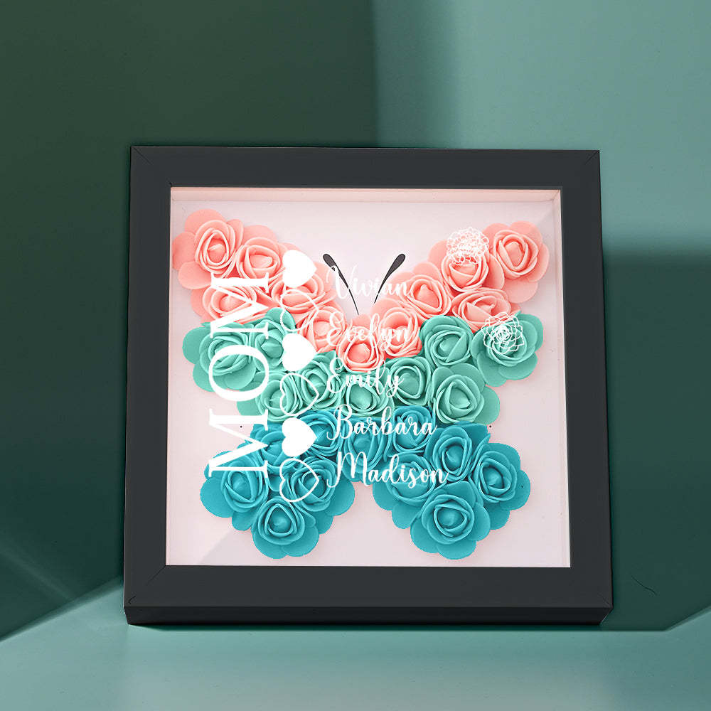 Custom Name Flower Shadow Box Personalized Heart Flower Shadowbox Frame Mother's Day Gift - makephotopuzzleuk
