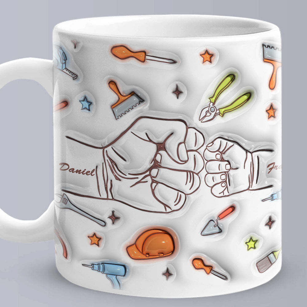 Personalized Names Custom 1-6 Kids 3D Inflated Effect Printed Mug Gift for Dad Grandpa Great Fixer - mysiliconefoodbag