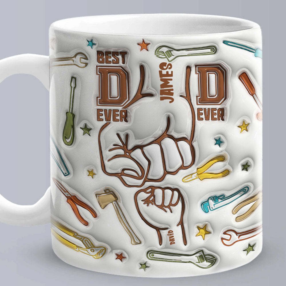 Gifts for Dad Personalized Names Custom 1-6 Kids 3D Inflated Effect Printed Mug Happy Father's Day - mysiliconefoodbag