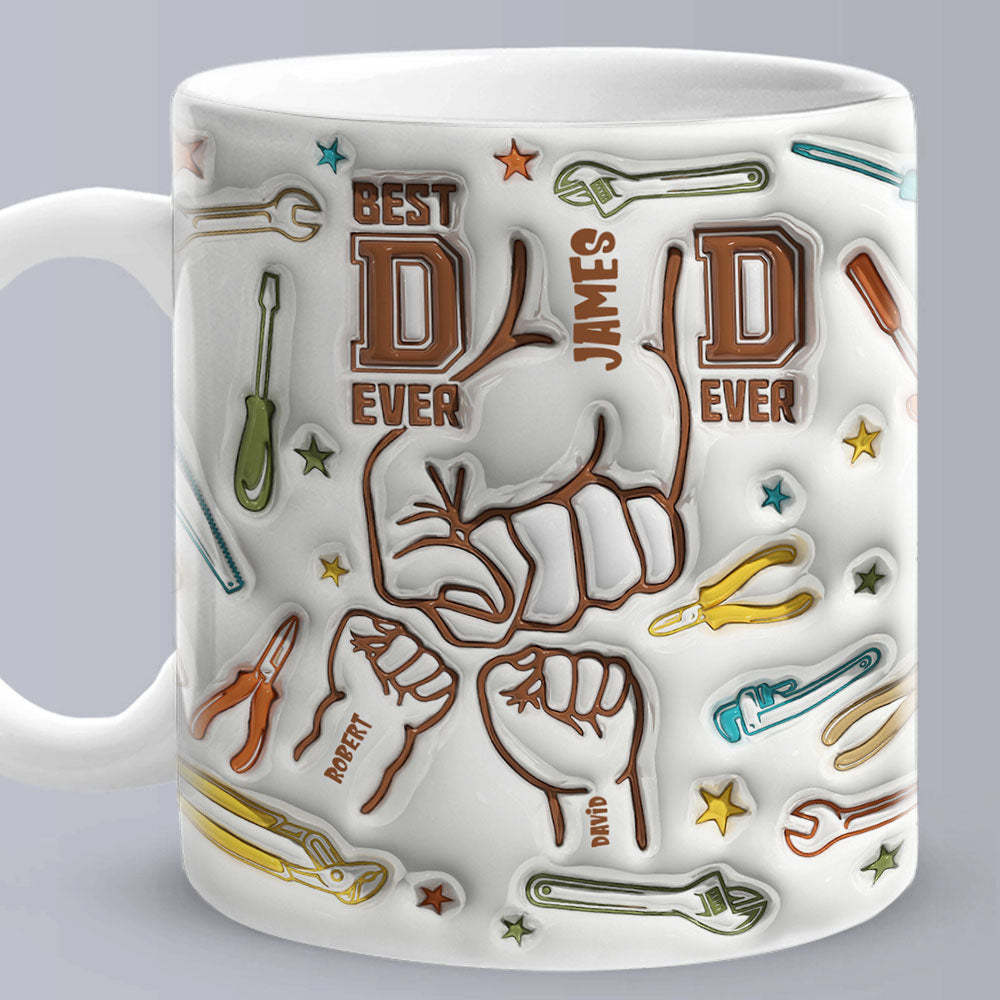 Gifts for Dad Personalized Names Custom 1-6 Kids 3D Inflated Effect Printed Mug Happy Father's Day - mysiliconefoodbag