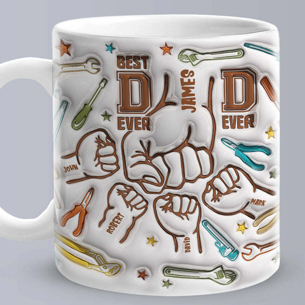 Gifts for Dad Personalized Names Custom 1-6 Kids 3D Inflated Effect Printed Mug Happy Father's Day - mysiliconefoodbag