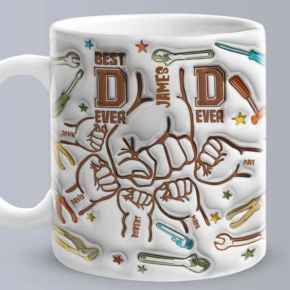 Gifts for Dad Personalized Names Custom 1-6 Kids 3D Inflated Effect Printed Mug Happy Father's Day - mysiliconefoodbag