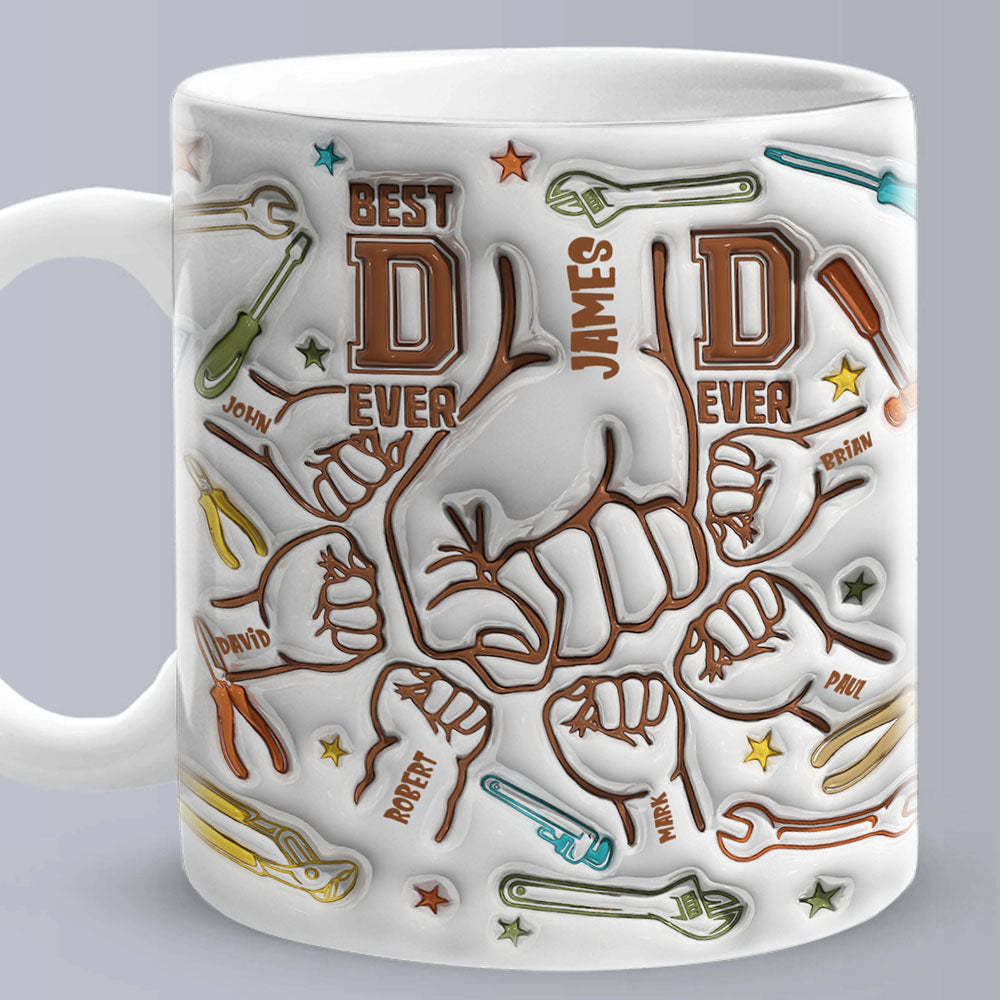 Gifts for Dad Personalized Names Custom 1-6 Kids 3D Inflated Effect Printed Mug Happy Father's Day - mysiliconefoodbag