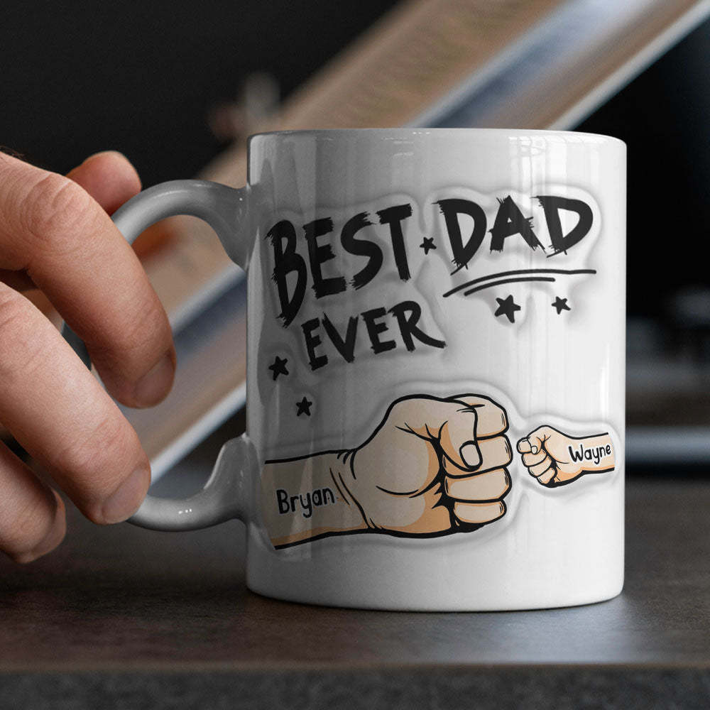 Father's Day Gifts Custom 1-6 Kids Personalized Names 3D Inflated Effect Printed Coffee Mug You are My Best Dad - mysiliconefoodbag