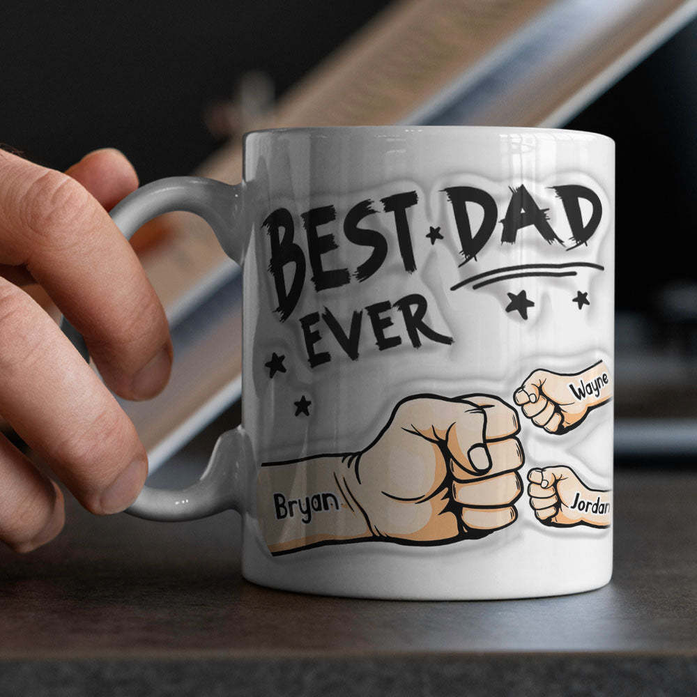 Father's Day Gifts Custom 1-6 Kids Personalized Names 3D Inflated Effect Printed Coffee Mug You are My Best Dad - mysiliconefoodbag