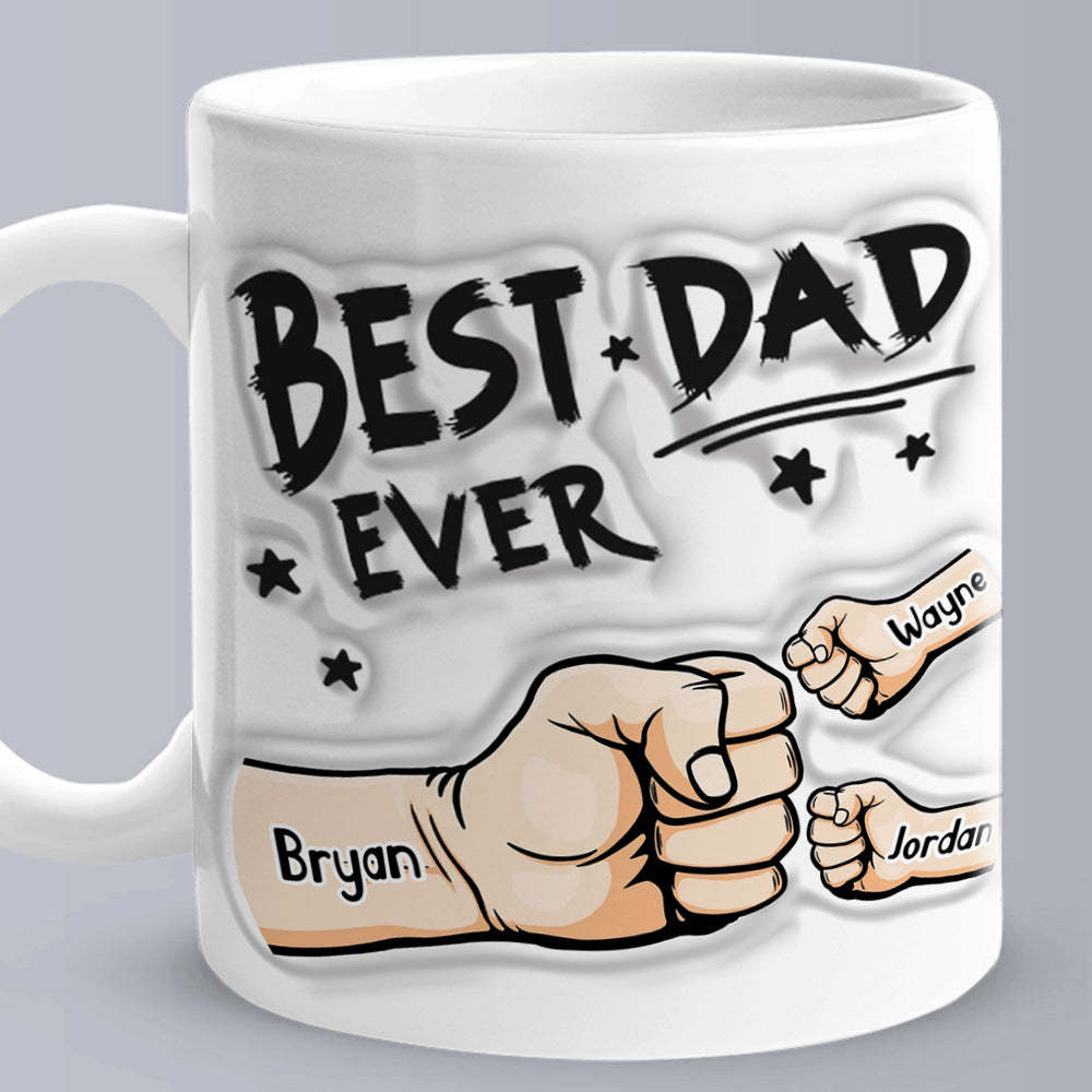 Father's Day Gifts Custom 1-6 Kids Personalized Names 3D Inflated Effect Printed Coffee Mug You are My Best Dad - mysiliconefoodbag