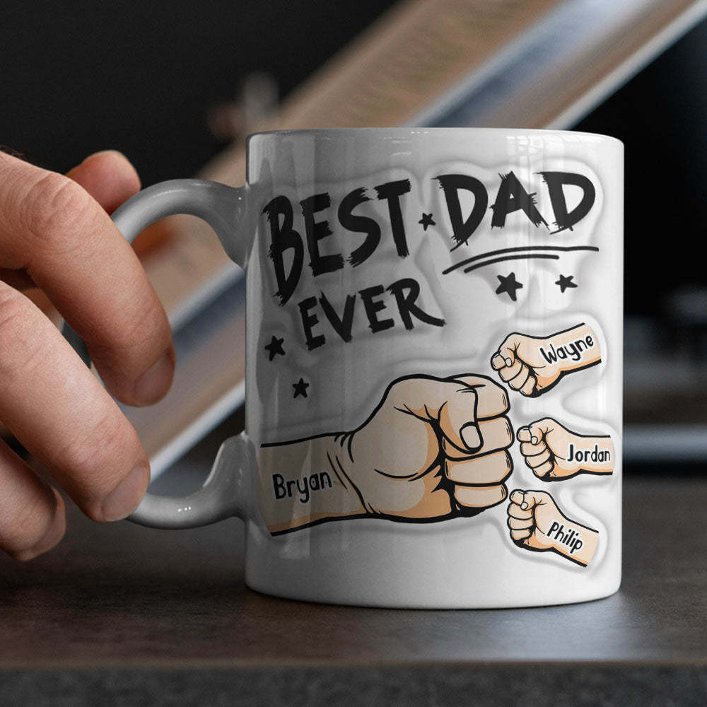 Father's Day Gifts Custom 1-6 Kids Personalized Names 3D Inflated Effect Printed Coffee Mug You are My Best Dad - mysiliconefoodbag