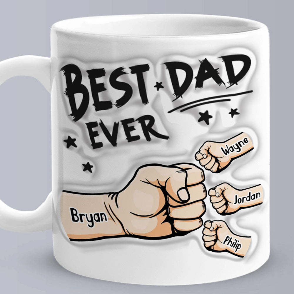 Father's Day Gifts Custom 1-6 Kids Personalized Names 3D Inflated Effect Printed Coffee Mug You are My Best Dad - mysiliconefoodbag