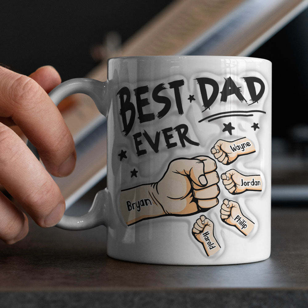 Father's Day Gifts Custom 1-6 Kids Personalized Names 3D Inflated Effect Printed Coffee Mug You are My Best Dad - mysiliconefoodbag