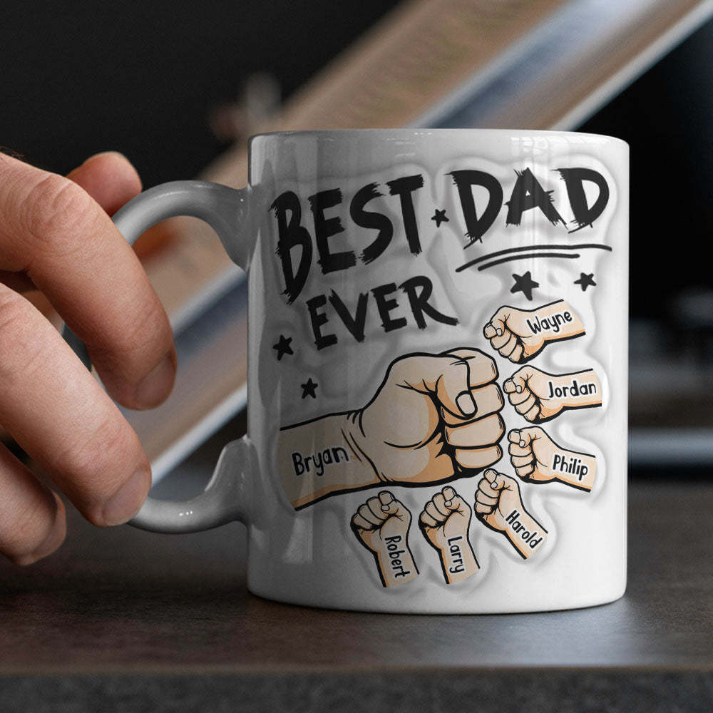Father's Day Gifts Custom 1-6 Kids Personalized Names 3D Inflated Effect Printed Coffee Mug You are My Best Dad - mysiliconefoodbag