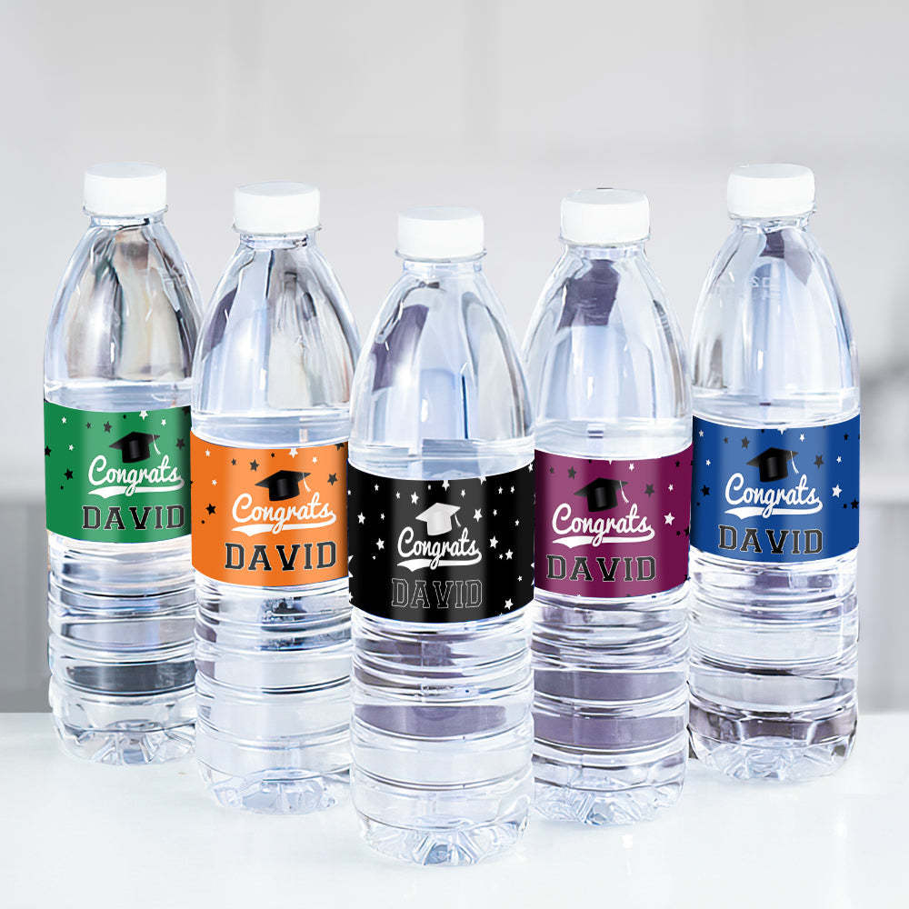 Personalized Class of 2025 Waterproof Graduation Water Bottle Labels Stickers with Name Set of 20 Gift for Graduates