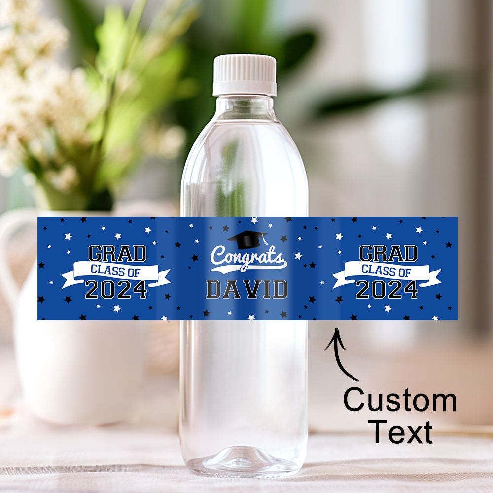 Personalized Class of 2025 Waterproof Graduation Water Bottle Labels Stickers with Name Set of 20 Gift for Graduates