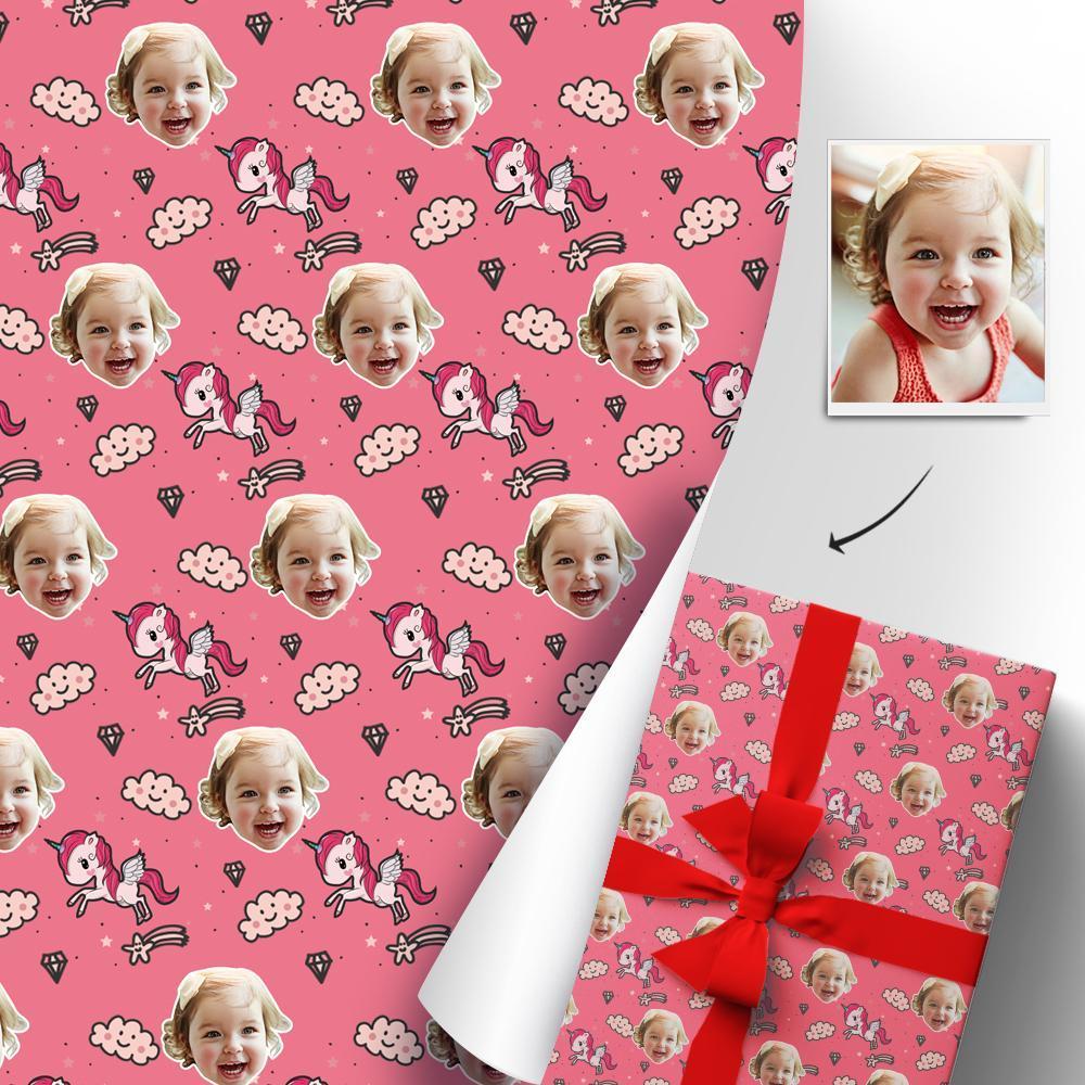 Custom Face Christmas Gift Wrapping Paper For Kids