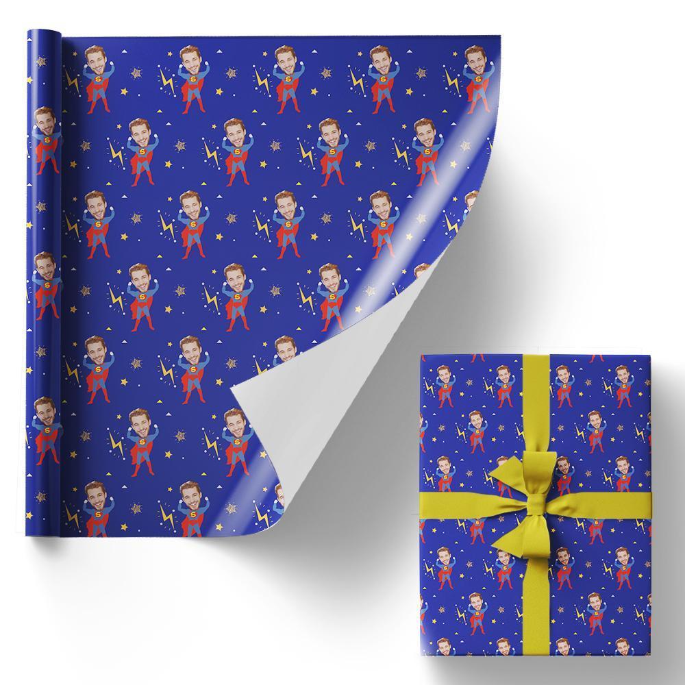 Custom Face Christmas Gift Wrapping Paper Superman