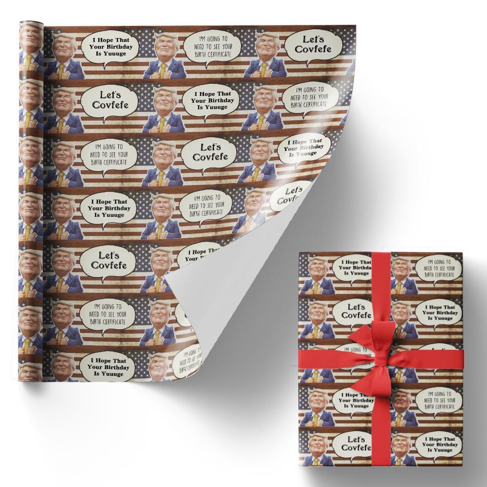 Christmas Gift Wrapping Paper Funny Trump