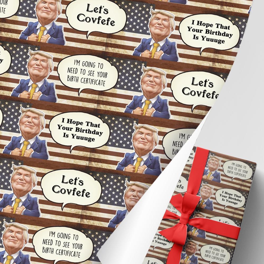 Christmas Gift Wrapping Paper Funny Trump